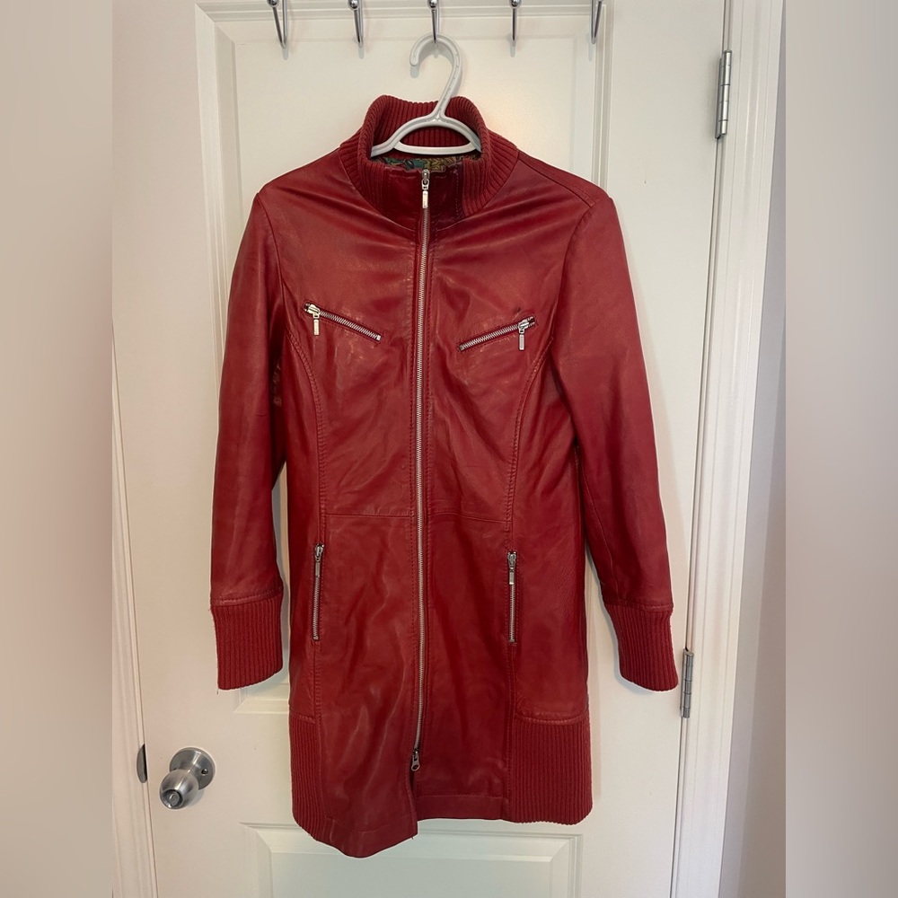 Red Leather Jacket for Women